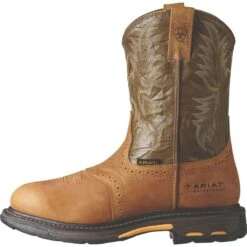 Ariat Boots: Men's Composite Toe 10008635 Waterproof Workhog Pull-On Cowboy Boots -doublehboots shop 10008635 side