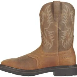 Ariat Boots: Men's Brown 10010134 Steel Toe Heat-Resistant EH Cowboy Boots -doublehboots shop 10010134 side