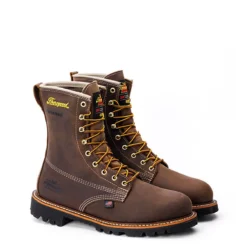 Thorogood Boots: Men's 804 4520 Brown Nano Toe USA Made American Heritage 8" Waterproof Insulated Crazyhorse Work Boot -doublehboots shop 814 4520 1edit 1