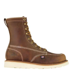 Thorogood Boots: Men's 814 4178 Brown 8" American Heritage Trail Crazyhorse Wedge Work Boot -doublehboots shop american hertiage 8 crazyhorse moc toe maxwear wedge 814 4178 2