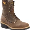 Carolina Boots: Men's CA9855 Brown 8" Composite Square Toe Waterproof Logger Boot -doublehboots shop ca9855 500xauto