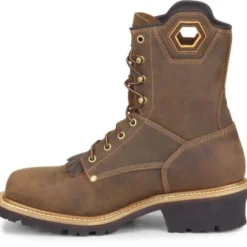 Carolina Boots: Men's CA9855 Brown 8" Composite Square Toe Waterproof Logger Boot -doublehboots shop ca9855 500xauto instep