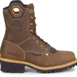 Carolina Boots: Men's CA9855 Brown 8" Composite Square Toe Waterproof Logger Boot -doublehboots shop ca9855 500xauto profile