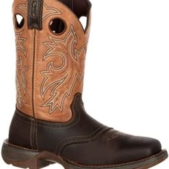 Durango Boots: Men's DB019 Brown Rebel 11 Inch Steel Toe Waterproof Pull On Square Toe Work Boot -doublehboots shop db019
