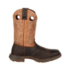 Durango Boots: Men's DB019 Brown Rebel 11 Inch Steel Toe Waterproof Pull On Square Toe Work Boot -doublehboots shop db019 profile