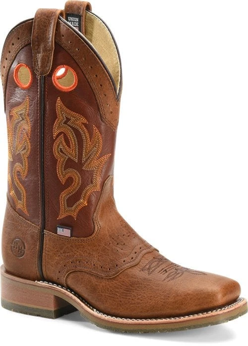 Double H Boots: Men's DH5400 Brown Square Steel Toe ICE Roper 13" Pull On Cowboy Boot 3 Double H Boots: Men's DH5400 Brown Square Steel Toe ICE Roper 13" Pull On Cowboy Boot