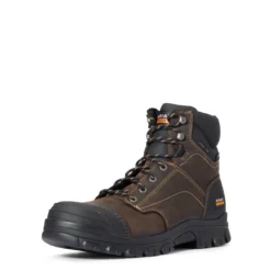Ariat Boots: Men's 10034673 Dark Brown 6" Treadfast Waterproof Steel Toe Work Boot -doublehboots shop f20 mns work 10034673 3 4 front