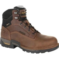 Georgia Boots: Men's GB00312 Brown EH Plain Toe Eagle One Waterproof Boots