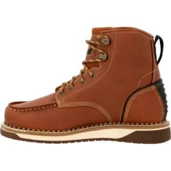 Georgia Boots: Men's GB00489 Brown Plain Toe AMP LT Wedge Moc Toe EH 6" Work Boot -doublehboots shop gb00489 instep profile