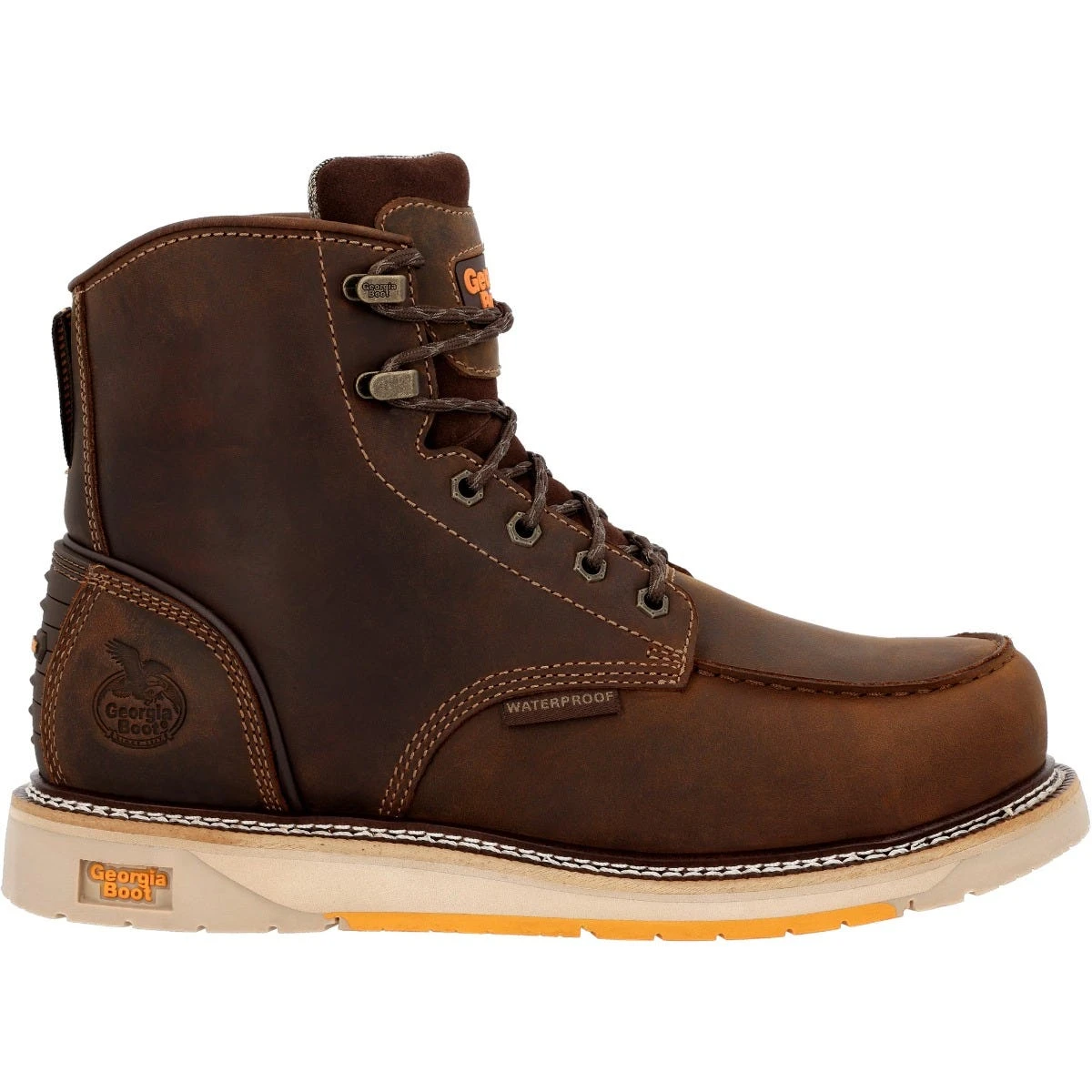 Georgia Boots: Men's GB00592 Brown Nano Composite Toe AMP LT Wedge Moc Toe Waterproof Work Boot 4 Georgia Boots: Men's GB00592 Brown Nano Composite Toe AMP LT Wedge Moc Toe Waterproof Work Boot - Image 2