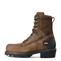 Ariat Boots: Men's 10018566 Oily Distressed Brown Powerline 8" Waterproof Composite Toe Work Boot 9 Ariat Boots: Men's 10018566 Oily Distressed Brown Powerline 8" Waterproof Composite Toe Work Boot -doublehboots shop in line mns work couto 10018566 side