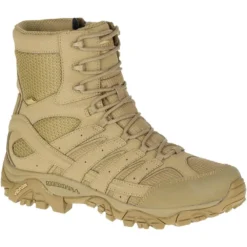 Merrell Boots: Unisex J15841 Tan Moab 2 Waterproof Side Zip Slip Resistant Tactical Work Boot -doublehboots shop j15841w 1