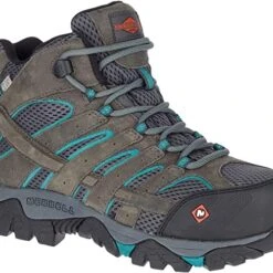 Merrell Boots: Women's J42076 Pewter Teal Moab Vertex Mid Composite Toe Waterproof Work Boot