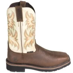 Justin Boots: Men's SE4684 Steel Toe EH White Cowhide 11-Inch Cowboy Work Boots -doublehboots shop justin wk4684 o 01