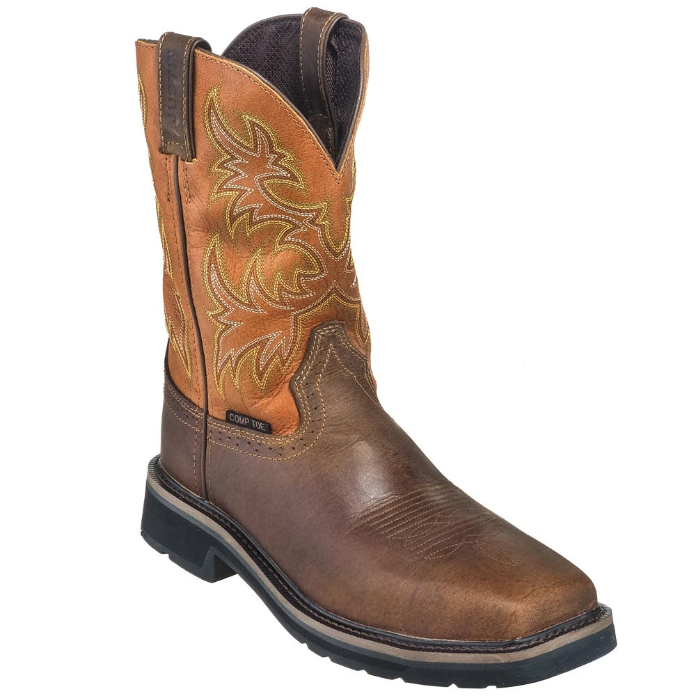 Justin Boots: Men's SE4812 Tan Composite Toe EH Non-Metallic Stampede Work Boots 5 Justin Boots: Men's SE4812 Tan Composite Toe EH Non-Metallic Stampede Work Boots - Image 3