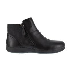 Rockport Works Boots: Women's RK762 Black Daisey Alloy Toe Slip On Side Zip Leather Work Boot